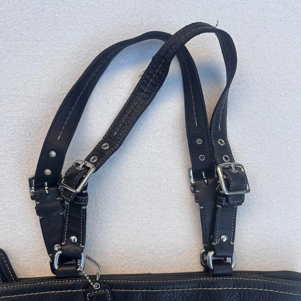 COACH Y2K Black Pebbled Leather Shoulder Bag Purse 2010 Tote F13089